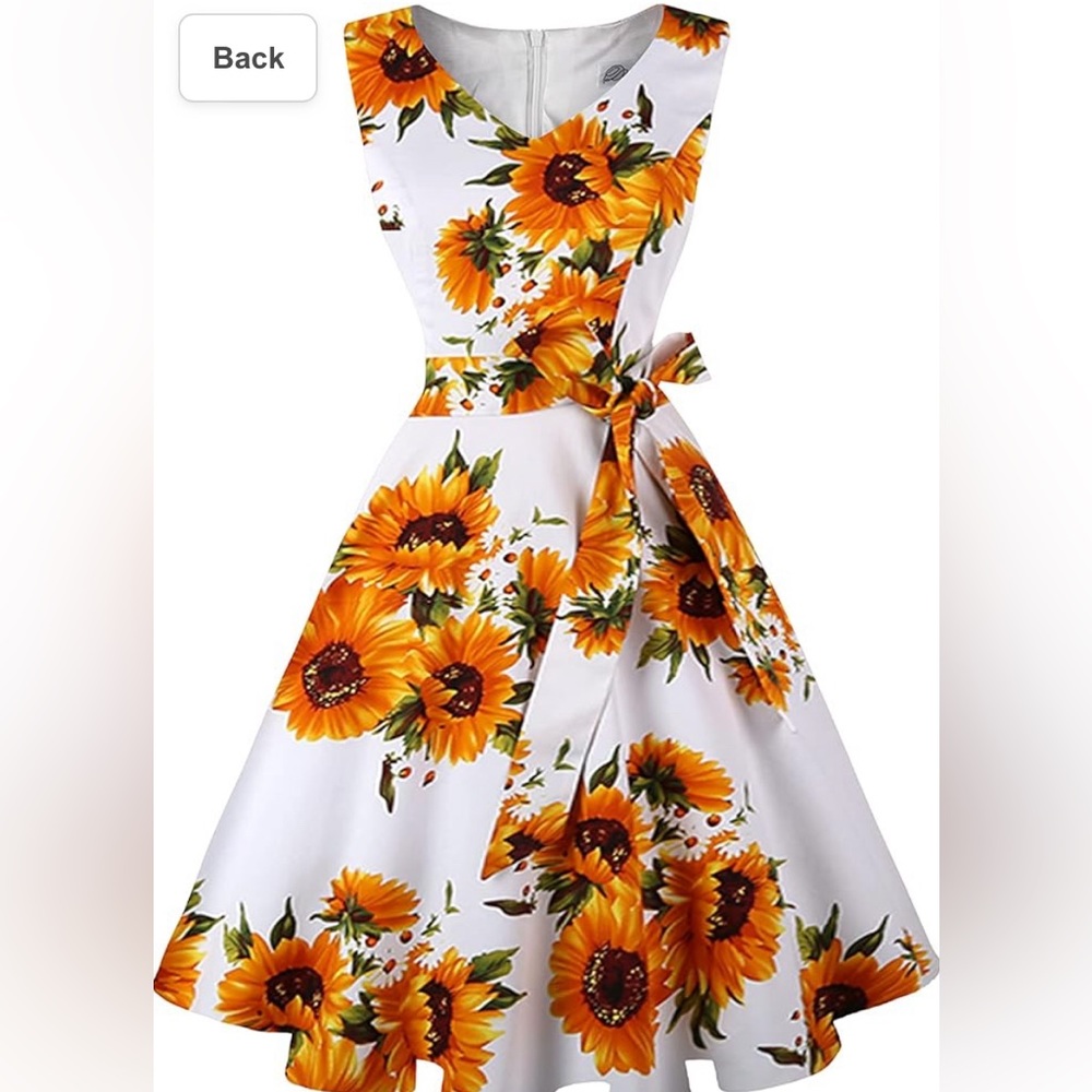 Yellow sunflower 1950 style swing dress